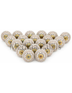 Boutons de meuble en céramique dorée – Style bohème...