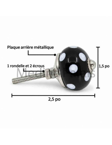 Boutons de meuble en céramique noir et blanc