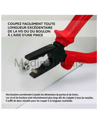 Bouton de meuble en céramique noir et blanc,...