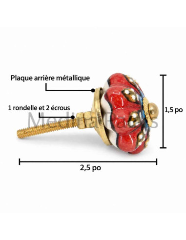 Set of Multicolor Ceramic Furniture Knobs with...