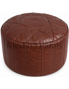 Repose-pieds marocain en cuir brun