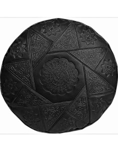 Black Moroccan Leather Footstool 2