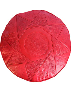 Red Moroccan Leather Footstool 2