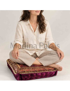 Coussin de sol brocart bordeaux, 18 x 18 po 2