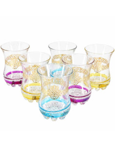 Six tea glasses with the Hand of Fatima