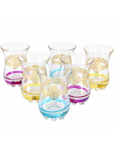 Six verres à thé main de fatma