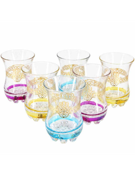 Six verres à thé main de fatma