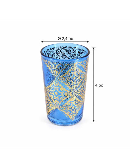 6 Coloured Moroccan Tea Glasses – Gold Diamonds