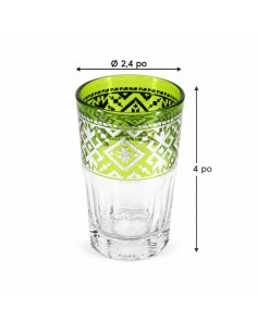 6 Moroccan Tea Glasses – Coloured Silver Band 2