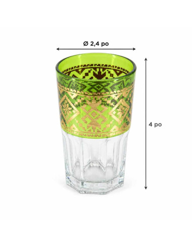 Six units of glass with a golden pattern