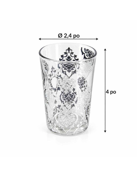 Six silver tea glasses