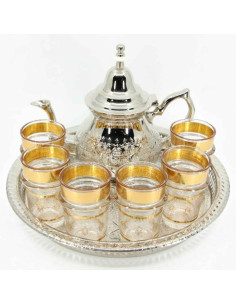 Complete Moroccan Tea Set – 1 L Teapot with Artisan Tray
