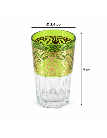 Service à thé marocain 6 personnes – Verres à frise dorée