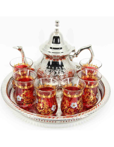 Moroccan Tea Set with Matching Teapot and Tray