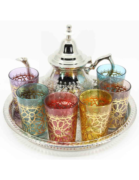 Service à thé marocain 6 personnes – Verres pastel