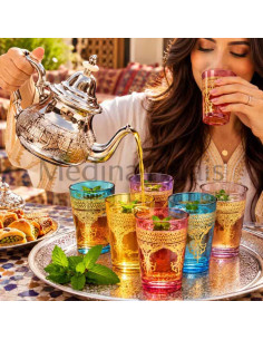 6 verres à thé marocains berbères – Bandeau doré 2