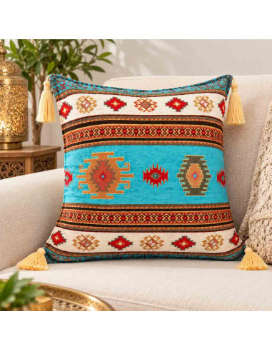 Housse de coussin turque Kilim, 17 x 17 po