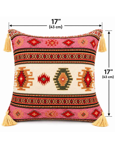 Turkish Kilim Cushion Cover, 17 x 17 in