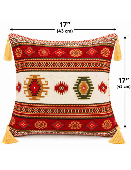 Turkish Kilim Cushion Cover, 17 x 17 in