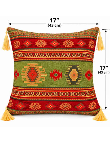 Housse de coussin turque Kilim, 17 x 17 po