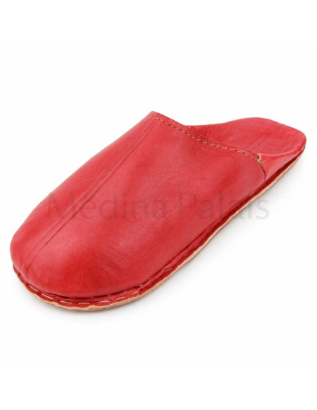 Babouche marocaine au bout rond simple rouge