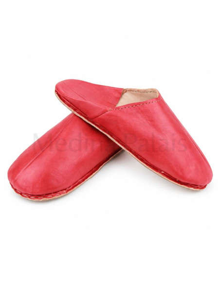 Babouche round plain red