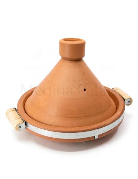 Tajine marocain en terre cuite nature 30 cm avec couvercle conique