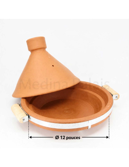 Dimensions du tajine marocain 30 cm avec cerclage métallique