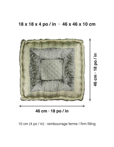 Silver Grey Brocade Floor Cushion, 18 x 18 in