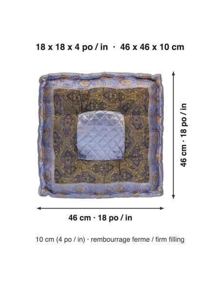 Lavender and Black Brocade Floor Cushion, 18 x 18 in