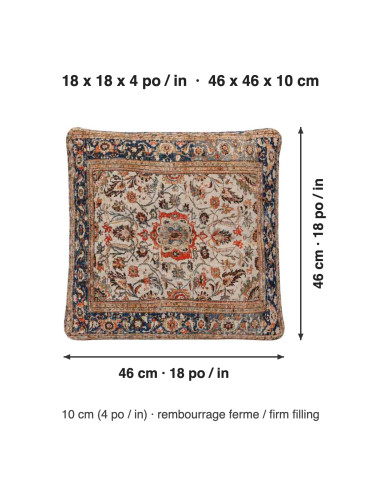 Persian Pattern Floor Cushion, 18 x 18 in