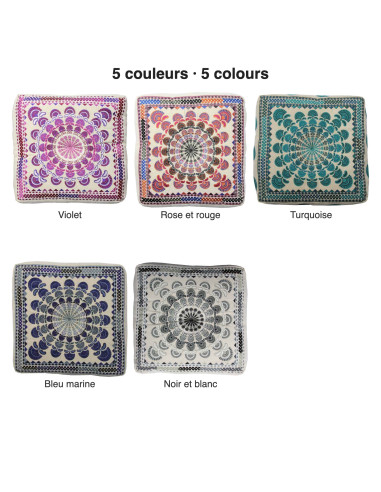 Turquoise Embroidered Meditation Cushion, 18 x...