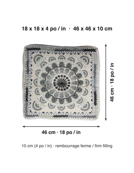 Black and White Embroidered Meditation Cushion