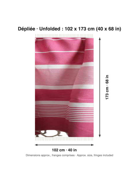 Raspberry fouta with white stripes