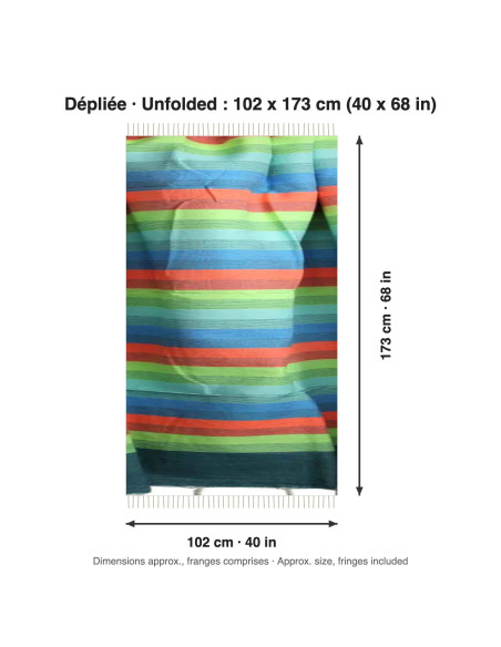 Colourful fouta with green, blue and orange stripes