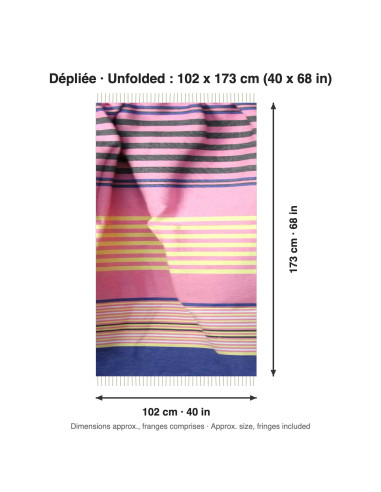 Pink striped fouta with navy band