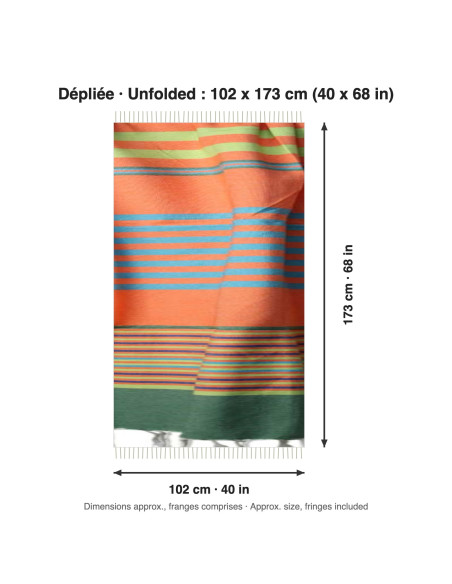 Orange and green striped fouta
