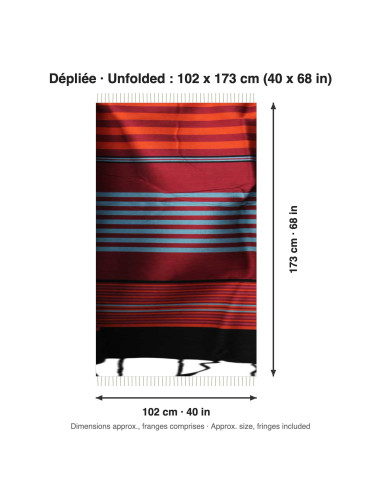Red fouta with blue stripes and black band