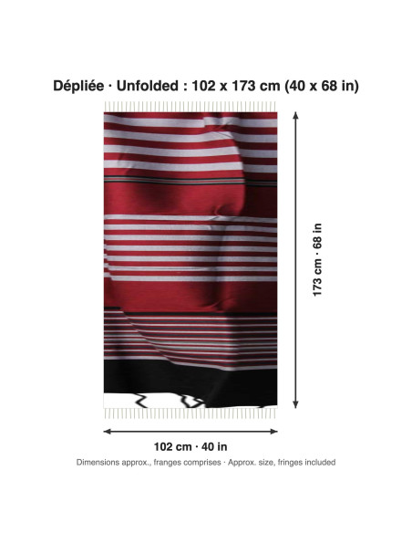 Burgundy fouta with white stripes