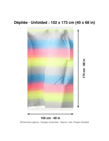 Fouta pastel à rayures arc-en-ciel