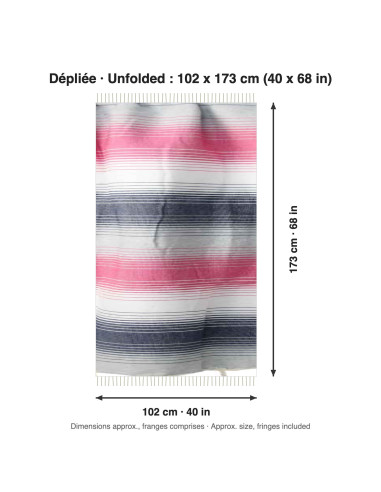 Fouta en dégradé rose, gris et bleu marine