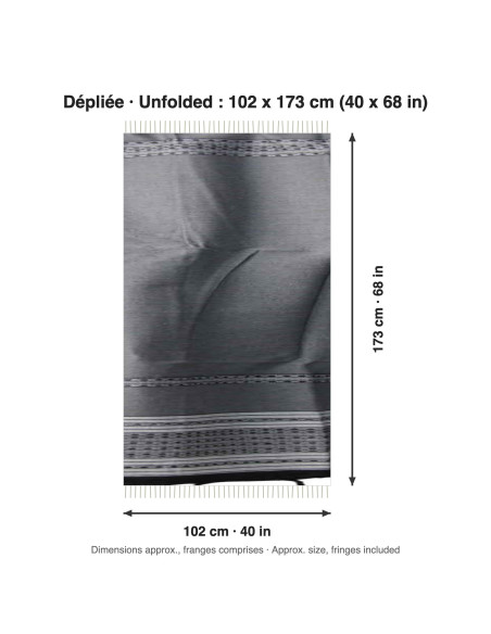 Grey fouta with black striped border