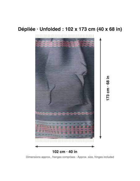 Charcoal fouta with thin stripes