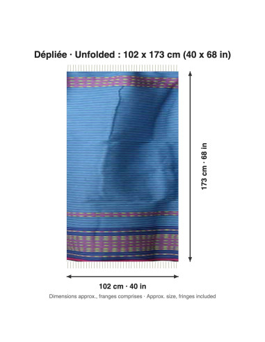 Fouta bleue à fines rayures