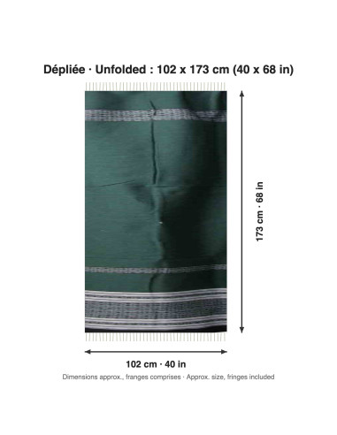 Fouta vert foncé à bordure rayée