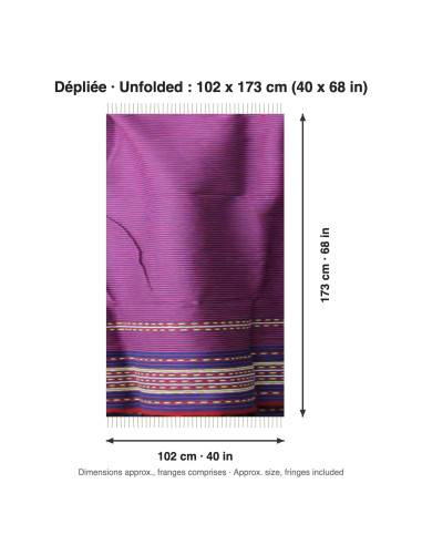 Fouta violette à bordure rayée