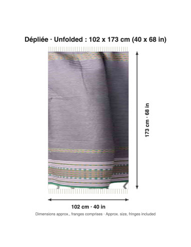 Fouta gris clair à fines rayures