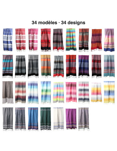 Fouta gris clair à fines rayures