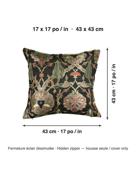 Housse de coussin turque Tulipes, 17 x 17 po