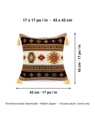 Housse de coussin turque Kilim, 17 x 17 po